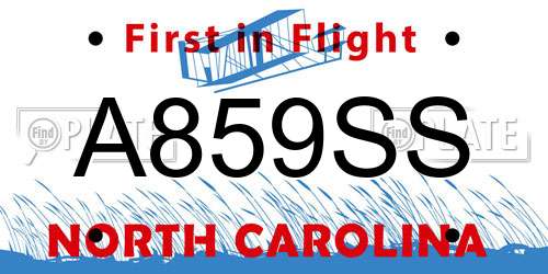 A859SS North Carolina License Plate