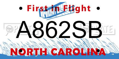 A862SB North Carolina License Plate