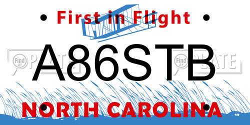 A86STB North Carolina License Plate