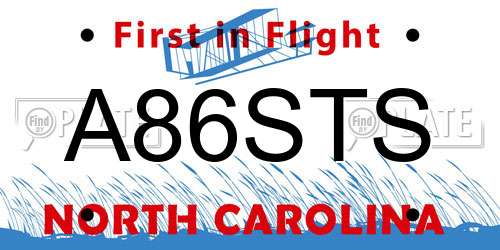 A86STS North Carolina License Plate