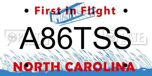 A86TSS North Carolina License Plate