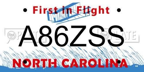 A86ZSS North Carolina License Plate
