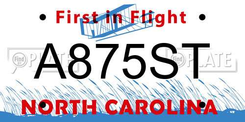 A875ST North Carolina License Plate