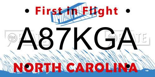 A87KGA North Carolina License Plate