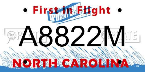 A8822M North Carolina License Plate