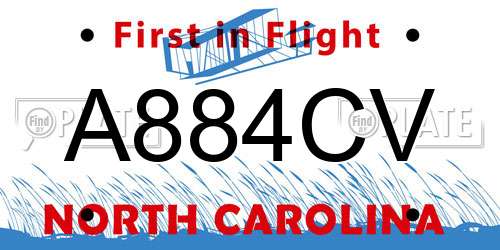 A884CV North Carolina License Plate