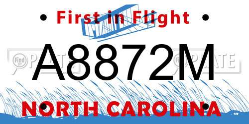 A8872M North Carolina License Plate