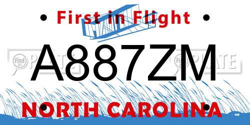 A887ZM North Carolina License Plate