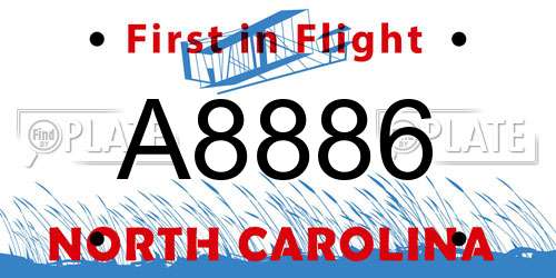 A8886 North Carolina License Plate