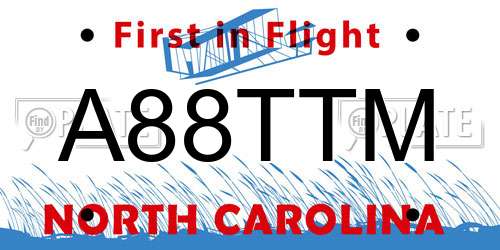 A88TTM North Carolina License Plate