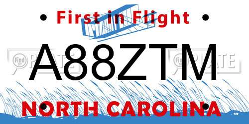A88ZTM North Carolina License Plate