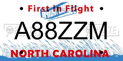 A88ZZM North Carolina License Plate
