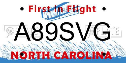 A89SVG North Carolina License Plate