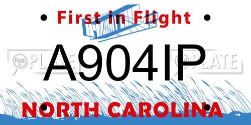 A904IP North Carolina License Plate