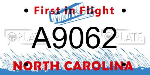 A9062 North Carolina License Plate