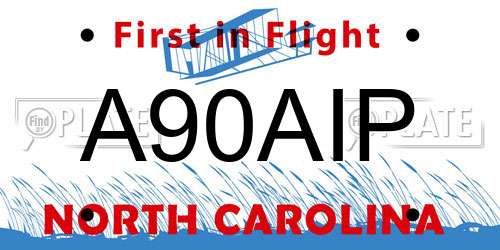 A90AIP North Carolina License Plate