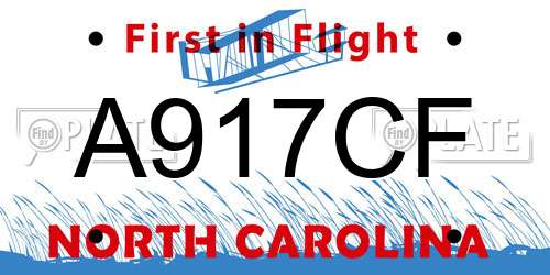 A917CF North Carolina License Plate