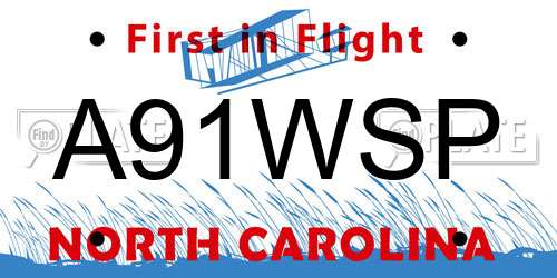 A91WSP North Carolina License Plate