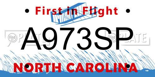 A973SP North Carolina License Plate