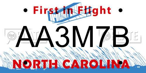AA3M7B North Carolina License Plate