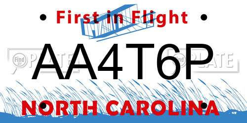 AA4T6P North Carolina License Plate