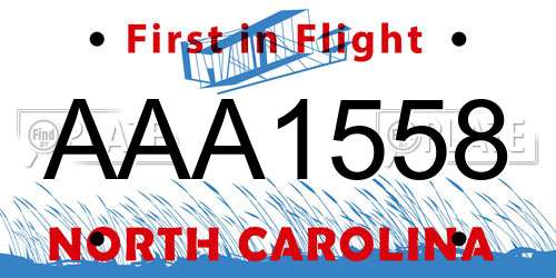 AAA1558 North Carolina License Plate