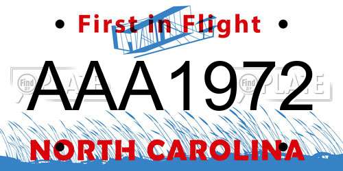 AAA1972 North Carolina License Plate