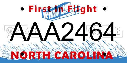 AAA2464 North Carolina License Plate