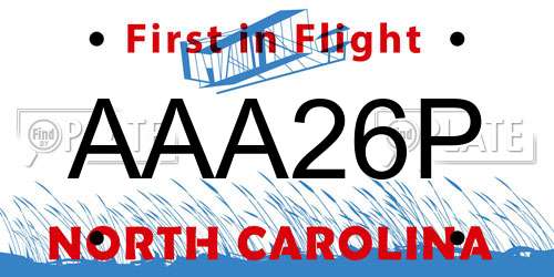 AAA26P North Carolina License Plate