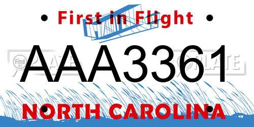 AAA3361 North Carolina License Plate