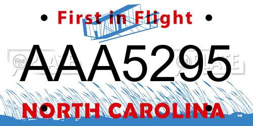 AAA5295 North Carolina License Plate