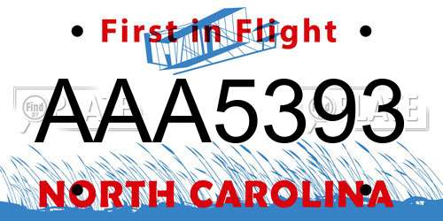 AAA5393 North Carolina License Plate