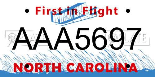 AAA5697 North Carolina License Plate