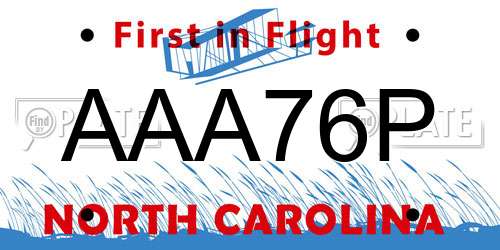 AAA76P North Carolina License Plate