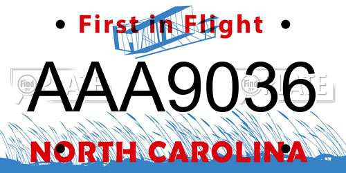 AAA9036 North Carolina License Plate