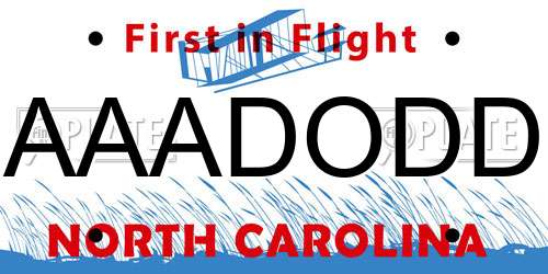 AAADODD North Carolina License Plate