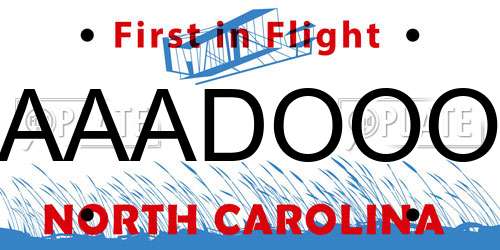 AAADOOO North Carolina License Plate