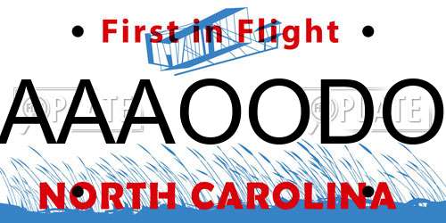 AAAOODO North Carolina License Plate