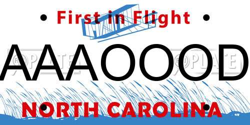 AAAOOOD North Carolina License Plate