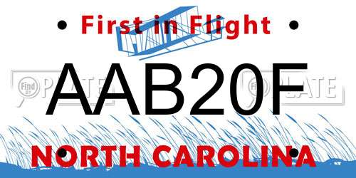 AAB20F North Carolina License Plate