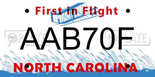 AAB70F North Carolina License Plate