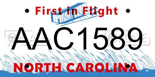 AAC1589 North Carolina License Plate