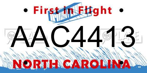 AAC4413 North Carolina License Plate