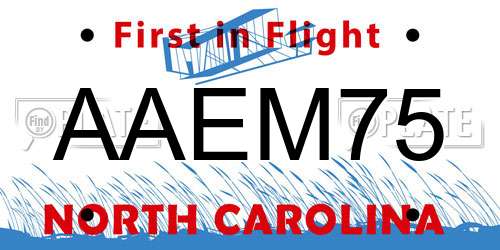 AAEM75 North Carolina License Plate