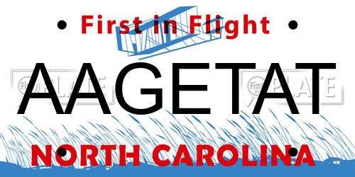 AAGETAT North Carolina License Plate