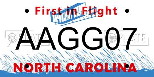 AAGG07 North Carolina License Plate