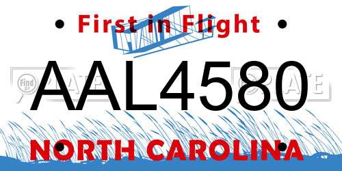 AAL4580 North Carolina License Plate