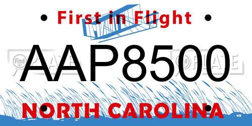 AAP8500 North Carolina License Plate