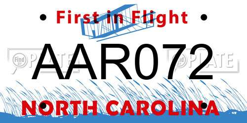 AAR072 North Carolina License Plate