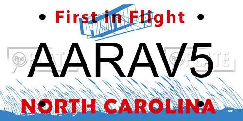 AARAV5 North Carolina License Plate